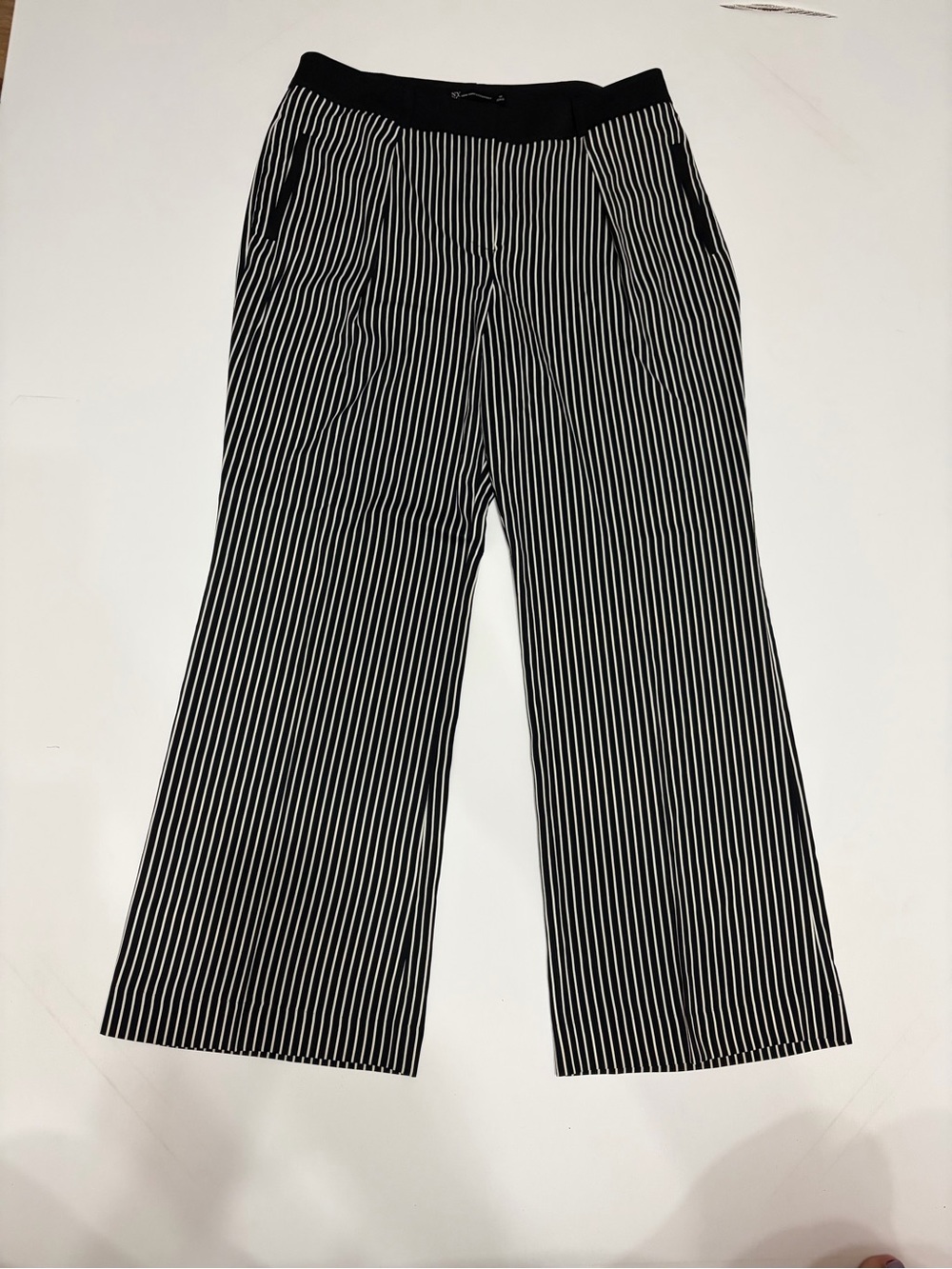 New York & Company Black and White Pinstripe Wide-Leg Pants
